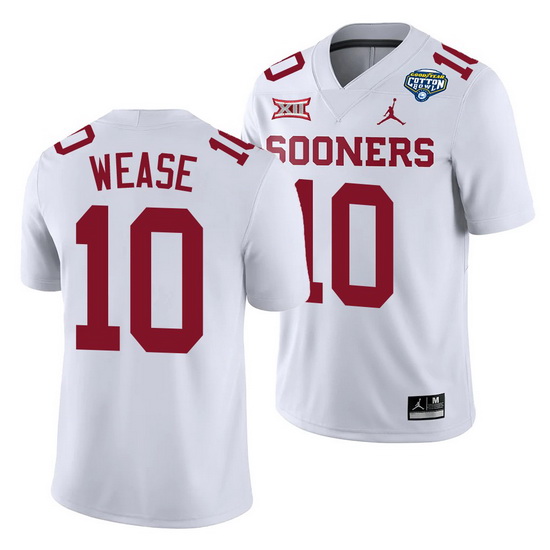 Oklahoma Sooners Theo Wease White 2020 Cotton Bowl Classic College Football Jersey