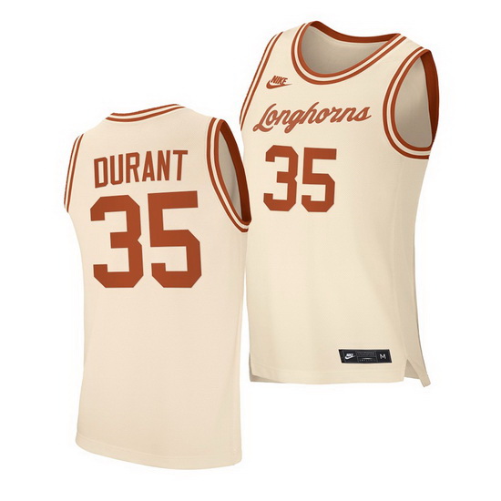 Texas Longhorns Kevin Durant Cream Retro Texas Longhorns Jersey