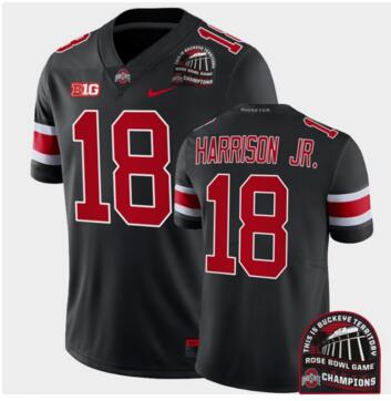 Men's Jersey Ohio State Buckeyes Marvin Harrison Jr. Black 2022 Rose Bowl Champions CFP Jersey