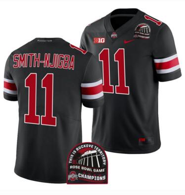 Men's Jersey Ohio State Buckeyes Jaxon Smith-Njigba Black 2022 Rose Bowl Champions CFP Jersey