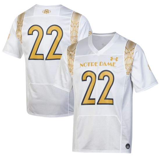 Men's Under Armour #22 White Notre Dame Fighting Irish 2022 Shamrock Series Replica Jersey