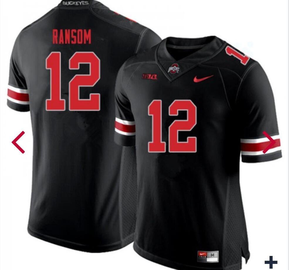 Ｍen Ohio State Buckeyes #12 Lathan Ransom Blackout COllege Football Jersey