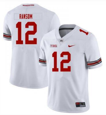 Men Nike Ohio State Buckeyes Lathan Ransom #12 White NCAA Jersey