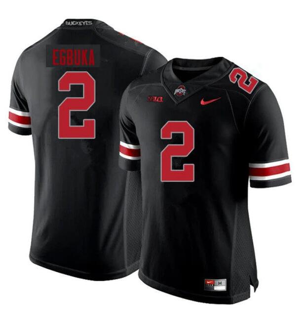 Men's Ohio State Buckeyes #2 Emeka Egbuka College Football Jersey Black Red