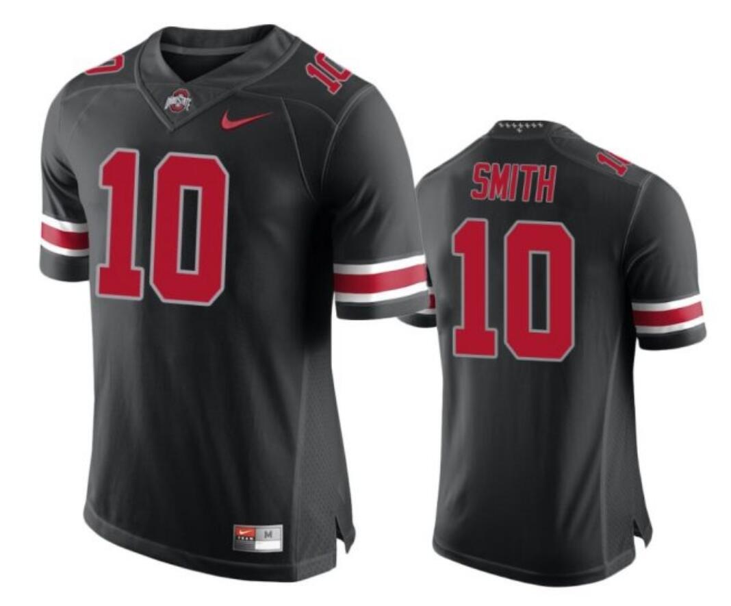 Men's Ohio State Buckeyes #10 Troy Smith College Football Jersey Black Red