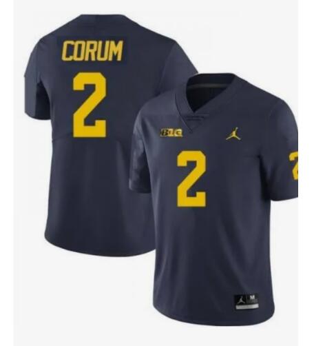 Men Michigan Wolverines Blake Corum #2 Navy High School Jersey