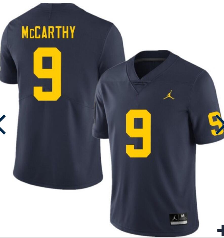 Men Michigan Wolverines J.J. McCarthy #9 Navy High School Jersey