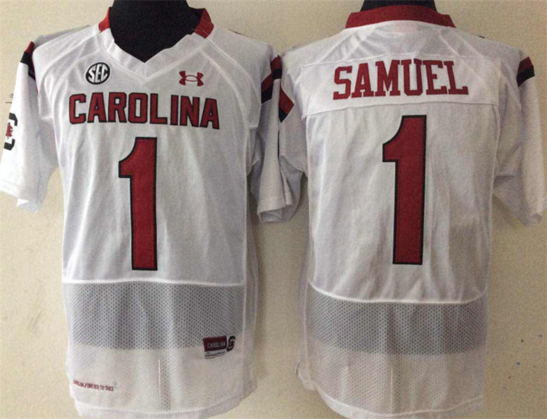 Men South Carolina Gamecocks Deebo Samuel 1 Maroon White Football Jersey