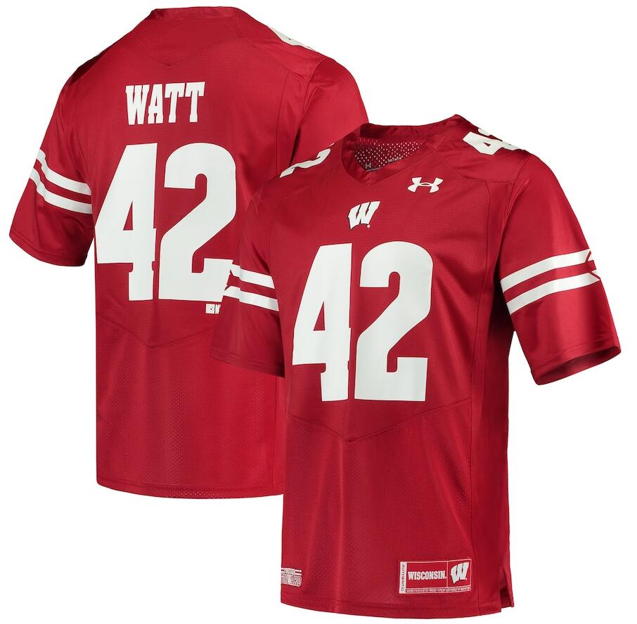 Men Wisconsin TJ Watt Red jersey