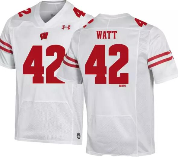 Men Wisconsin TJ Watt white jersey