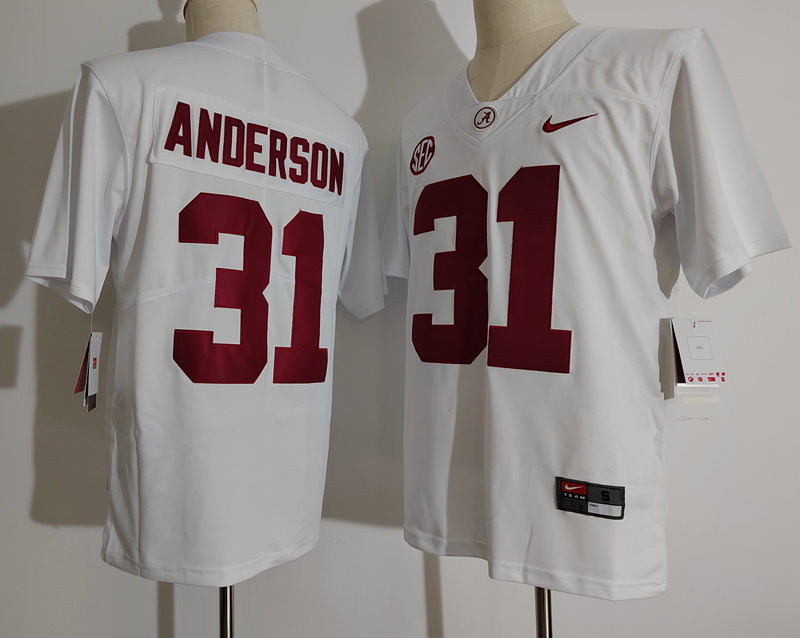 Men Alabama Crimson Tide #31 Keaton Anderson White College Football Jersey