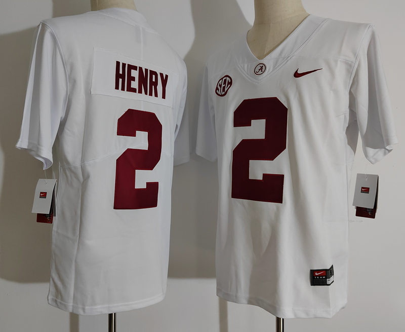 Men Alabama Crimson Tide 2 Derrick Henry White College Football Jersey