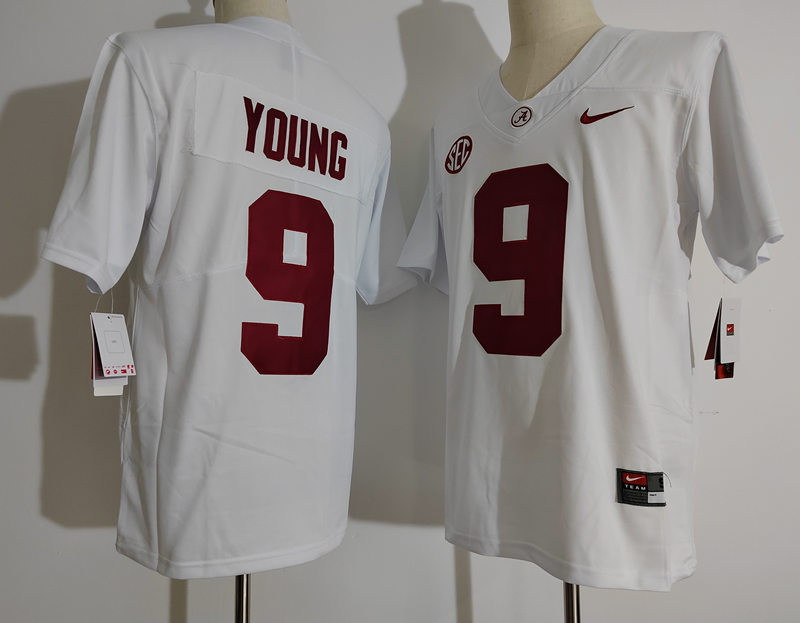 Men Alabama Crimson Tide 9 Bryce Young White College Football Jersey