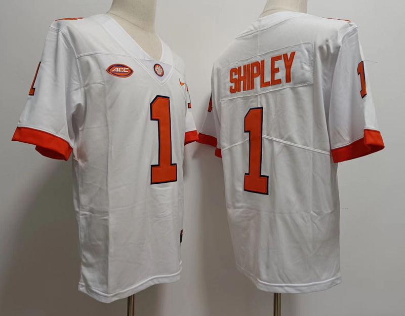 Men Clemson Tigers #1 Will Shipley College White Football Game Jersey