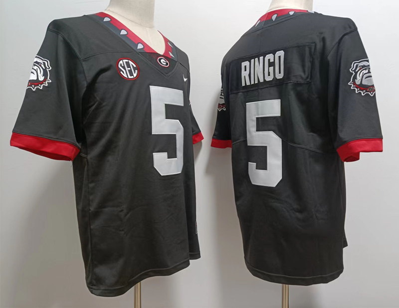 Men Georgia Bulldogs #5 Kelee Ringo Black College Football Jersey