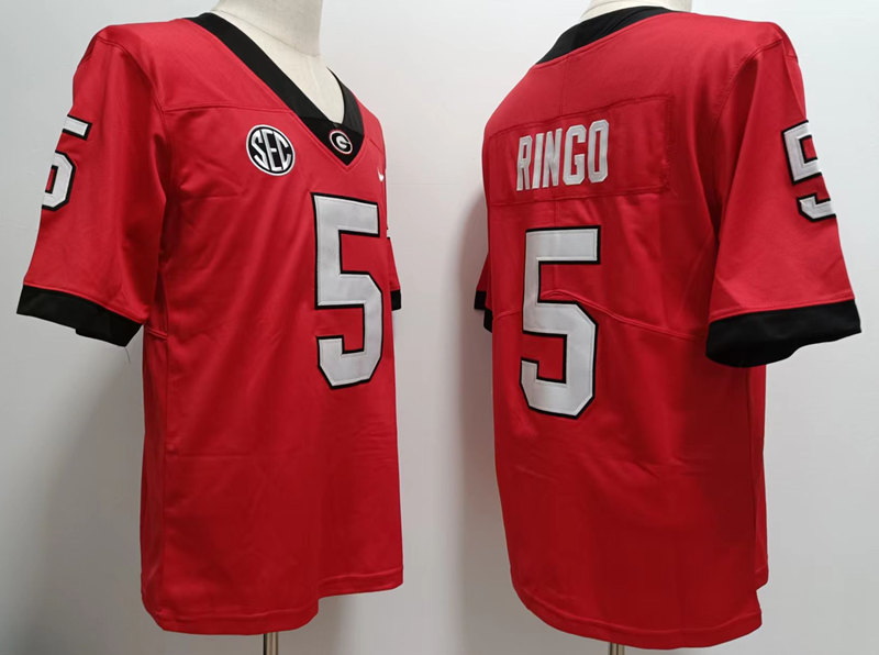 Men Georgia Bulldogs #5 Kelee Ringo Red College Football Jersey