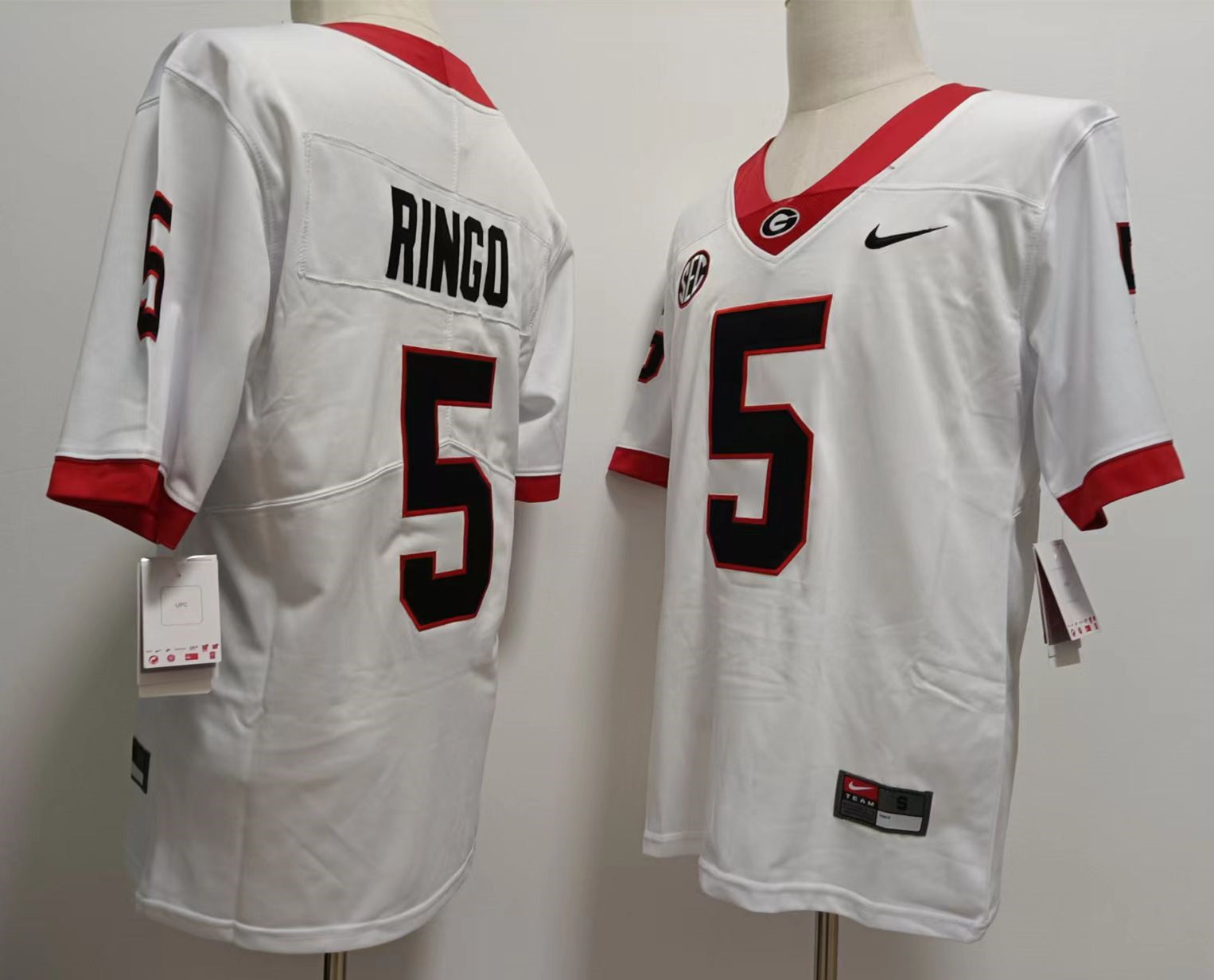 Men Georgia Bulldogs #5 Kelee Ringo White College Football Jersey