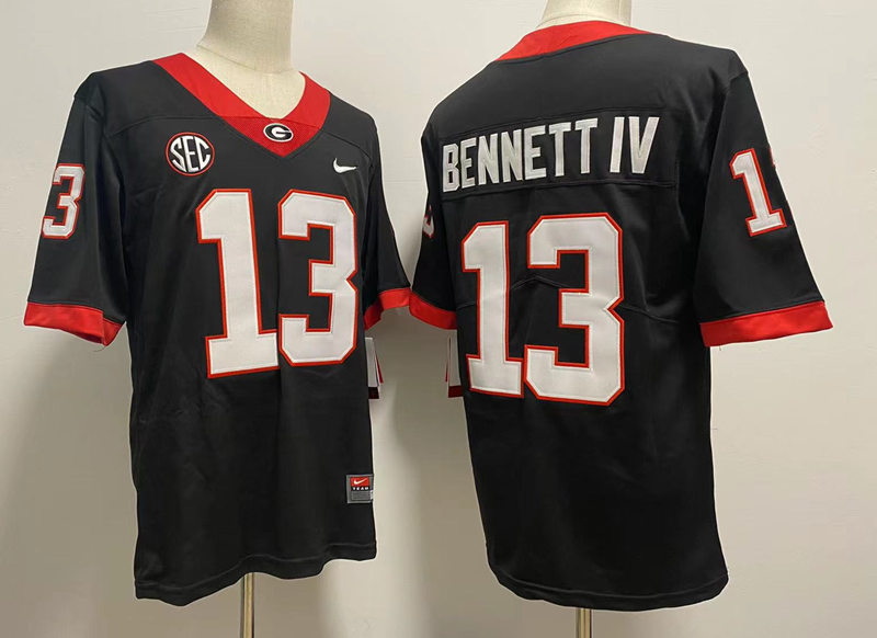 Men Georgia Bulldogs 13 Stetson Bennett IV Black College Football Game Jersey