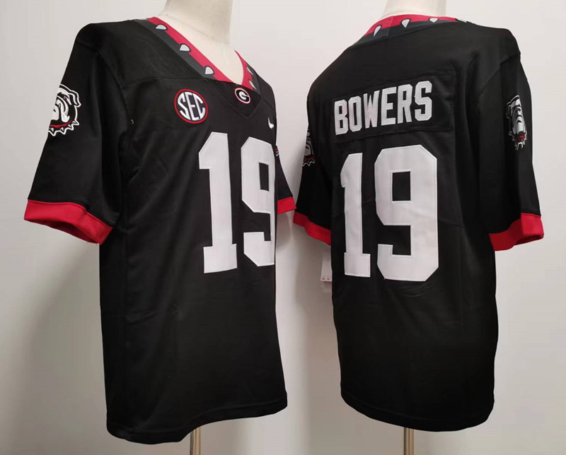 Men Georgia Bulldogs 19 Brock Bowers Black College Football Game Jersey II