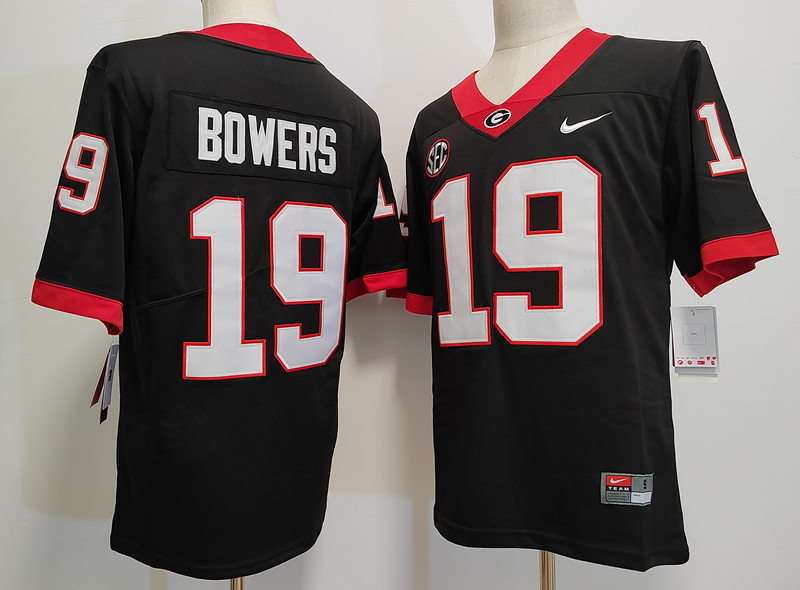 Men Georgia Bulldogs 19 Brock Bowers Black College Football Game Jersey