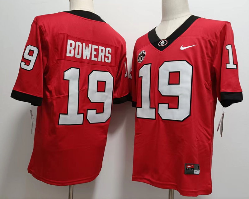 Men Georgia Bulldogs 19 Brock Bowers Red College Football Game Jersey