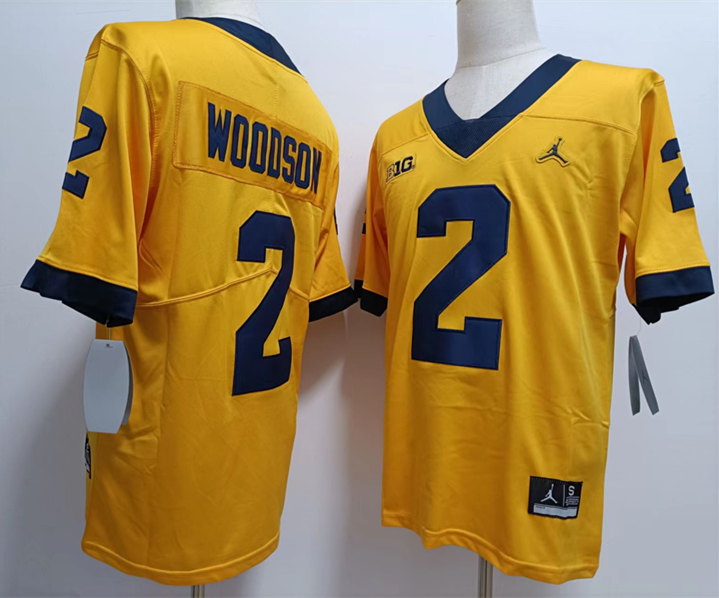 Men Michigan Wolverines #2 Charles Woodson Yellow Jordan Brand College Football Jersey