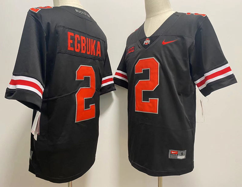 Men Nike Ohio State Buckeyes #2 Emeka Egbuka Black College Football Jersey