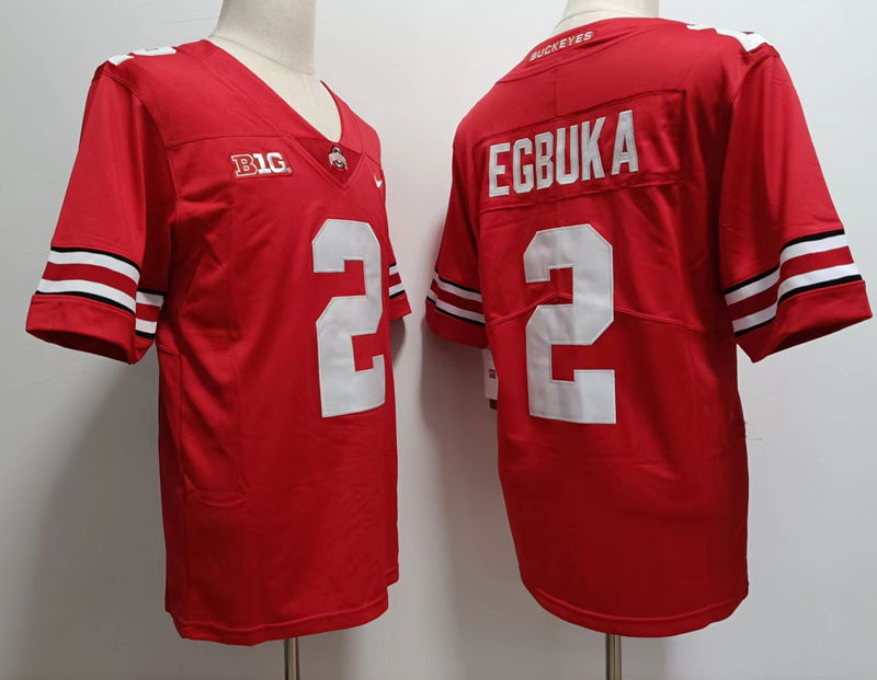 Men Nike Ohio State Buckeyes #2 Emeka Egbuka Red College Football Jersey