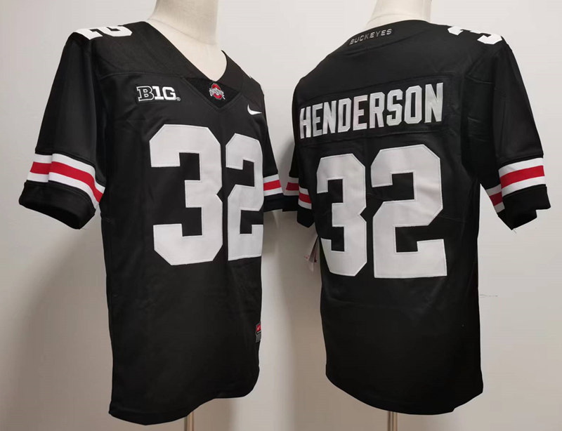 Men Nike Ohio State Buckeyes TreVeyon Henderson #32 Black College Football Jersey