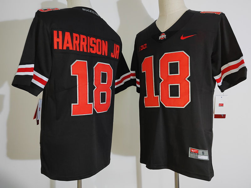 Men Ohio State Buckeyes 18 Marvin Harrison Jr. Black College Football Jersey