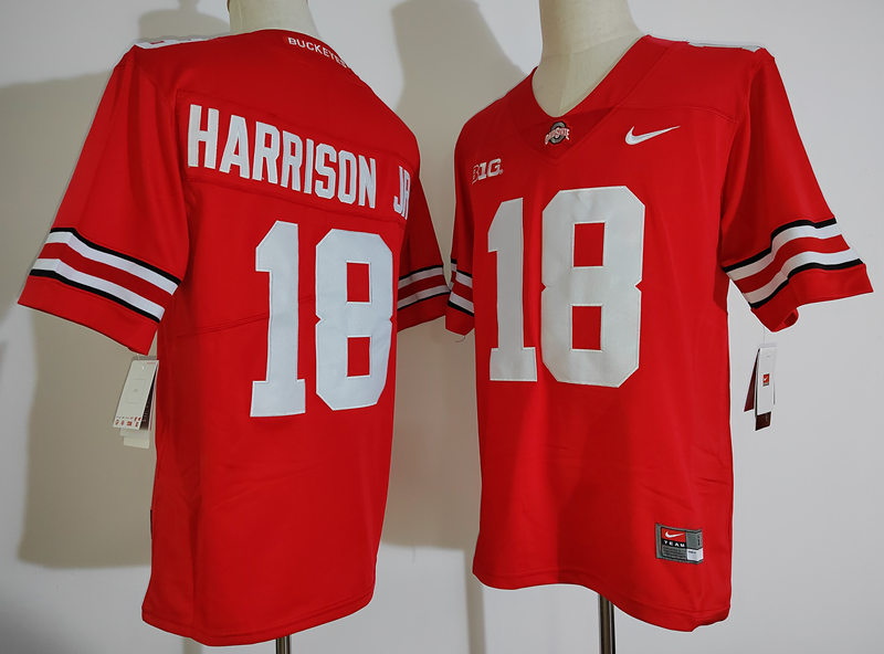 Men Ohio State Buckeyes 18 Marvin Harrison Jr. Red College Football Jersey