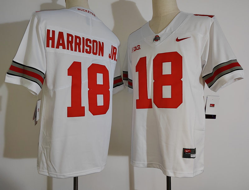 Men Ohio State Buckeyes 18 Marvin Harrison Jr. white College Football Jersey