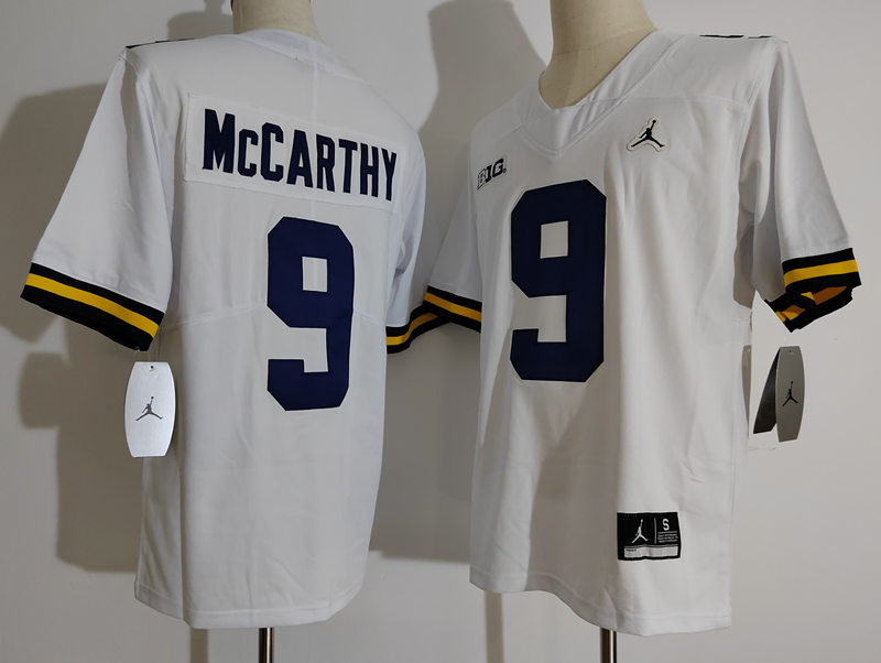 Men's Michigan Wolverines Eamonn Dennis #9 White Brand Jordan Football College Jersey