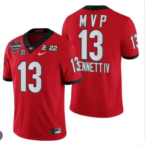 Stetson Bennett Jersey Georgia Bulldogs #13 2021-22 CFP National Champions MVP Red