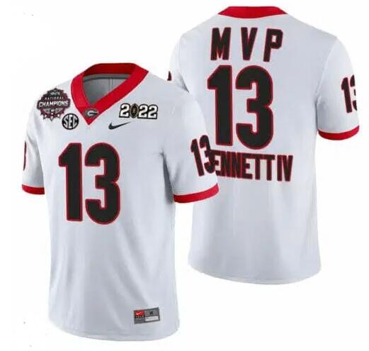 Stetson Bennett Jersey Georgia Bulldogs #13 2021-22 CFP National Champions MVP White