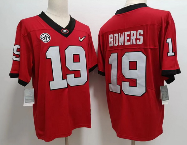 Men Georgia Bulldogs #19 Brock Bowers Red 75th Anniversary College Football Game Jersey