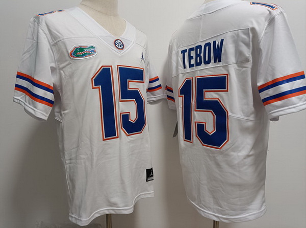 Men Florida Gators #15 Tim Tebow White Stitched Football Jersey