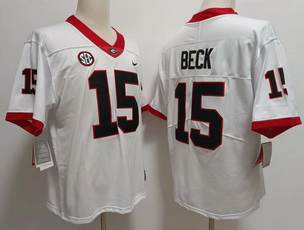 Men Georgia Bulldogs #15 Carson Beck White College Football Game Jersey