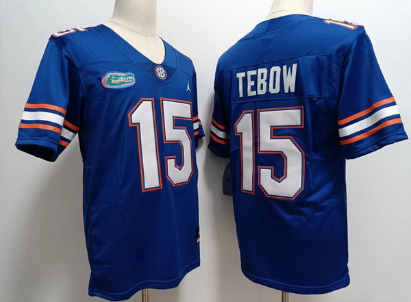 Men Florida Gators #15 Tim Tebow Blue Stitched Football Jersey