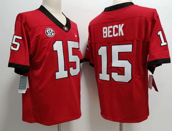 Men Georgia Bulldogs #15 Carson Beck Red College Football Game Jersey