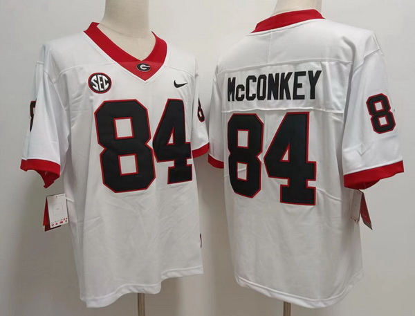 Men Georgia Bulldogs #84 Ladd McConkey White College Football Game Jersey