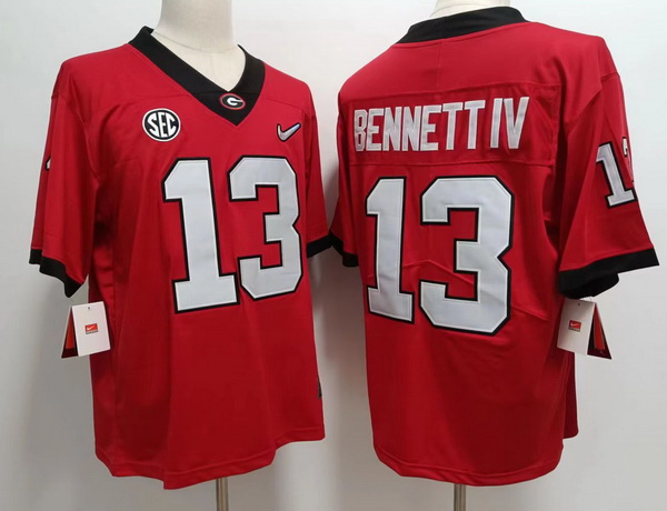 Men Georgia Bulldogs 13 Stetson Bennett IV Red 75th Anniversary College Football Game Jersey