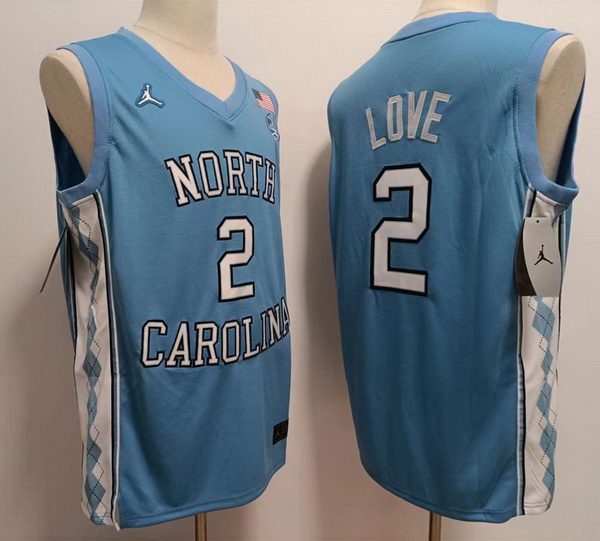 Men North Carolina Tar Heels #2 Caleb Love Blue College Football Jersey