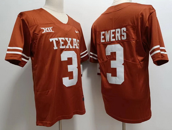 Men Texas Longhorns #3 Quinn Ewers Orange College Football Jersey