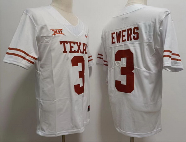 Men Texas Longhorns #3 Quinn Ewers White College Football Jersey