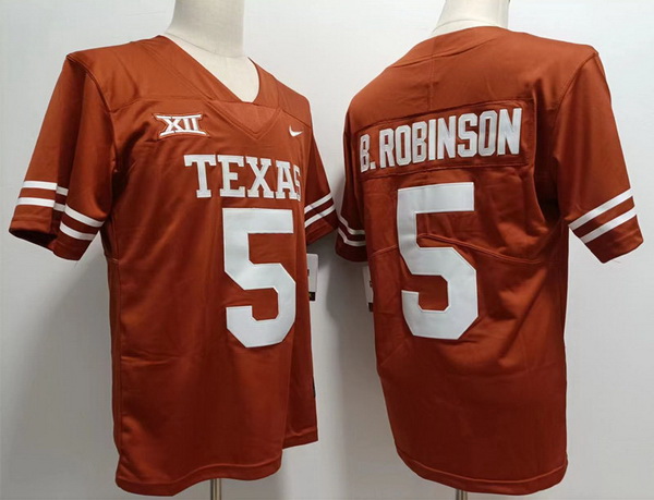 Men Texas Longhorns #5 Bijan Robinson Nike NCAA Stitched Orange Football Jersey