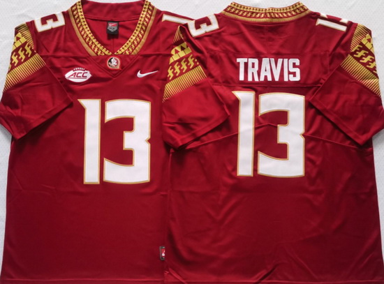 Florida State Seminoles Red #13 Jordan Travis Stitched NCAA Jersey