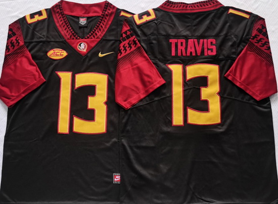 Florida State Seminoles Black #13 Jordan Travis Stitched NCAA Jersey