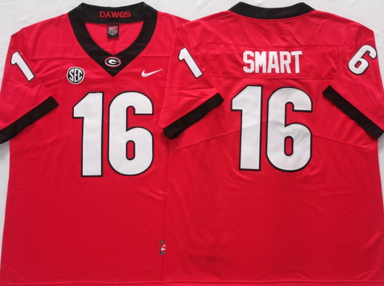 Georgia Bulldogs Red #16 Kirby SMART Stitched NCAA Jersey