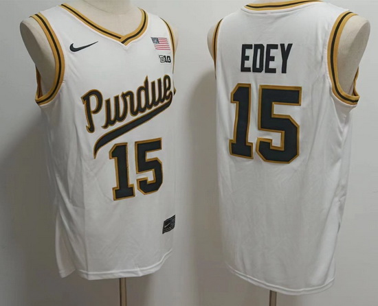 Purdue Boilermakers 15 Zach Edey White Stitched NCAA Jersey